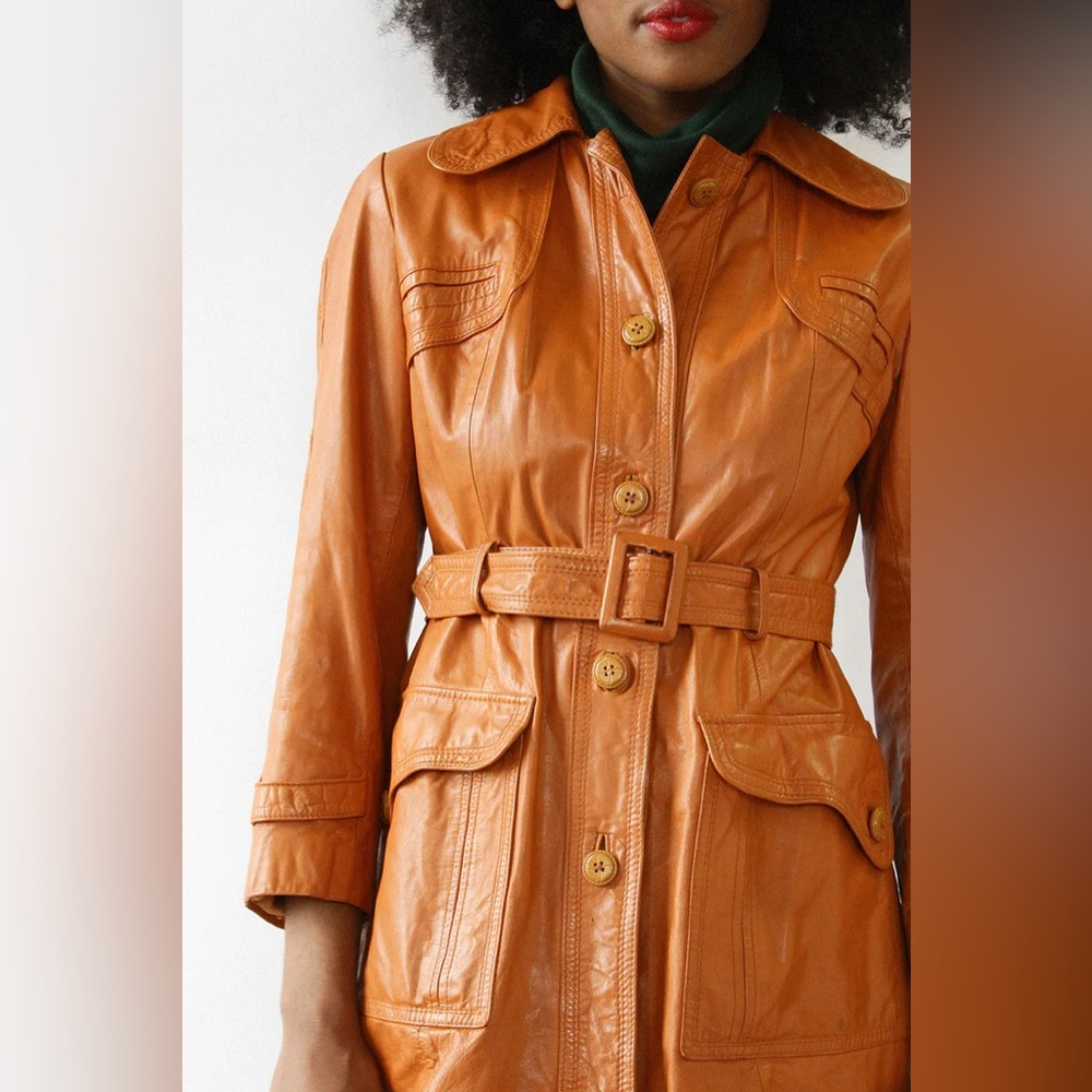 Urban Heritage Women's Brown Leather Trench Coat
